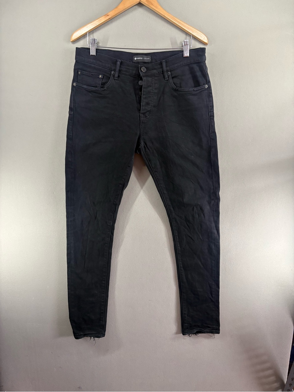 Purple Brand Men Skinny Jeans P001 Black Size 31x31.5 Button Fly